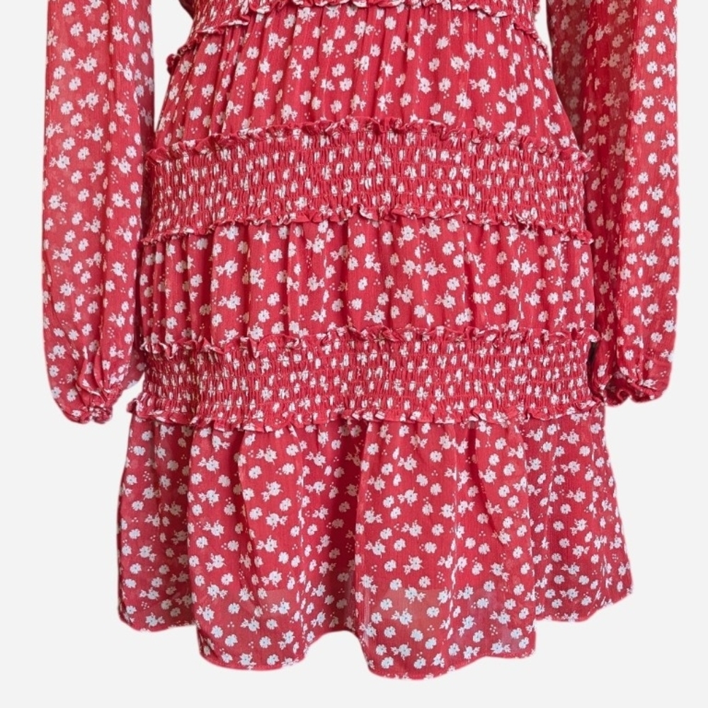 Socialite Red Floral Long Sleeve Dress - Picture 8 of 13